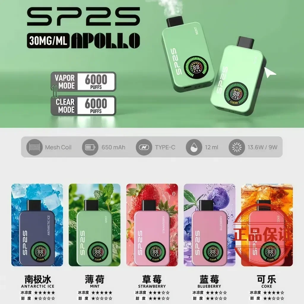 SP2S Apollo 12000 拋棄式電子煙|首創「無煙模式」_ 精準擊喉感 | 台灣現貨:圖片 2